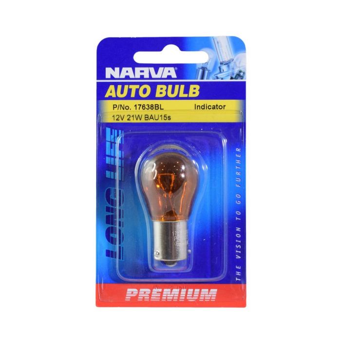 Narva 12V 21W Amber PY21W BAU15S Premium Incandescent Globes  | 17638BL - Home of 12 Volt Online