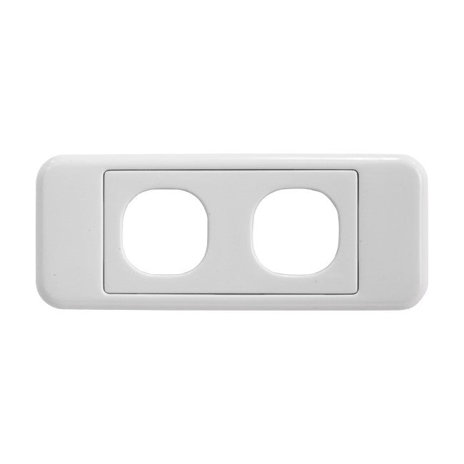 2 Gang Blank Architrave Switch Plate - White