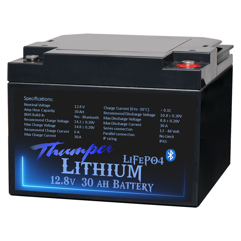 Thumper Lithium 30 AH LiFePO4 Battery with Bluetooth monitoring   TL-30BT