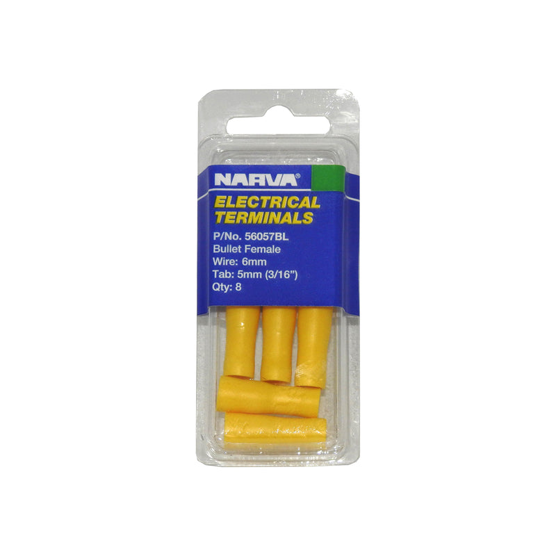 Narva 5.0MM Female Bullet Terminal Yellow (8 pack) | 56057BL - Home of 12 Volt Online