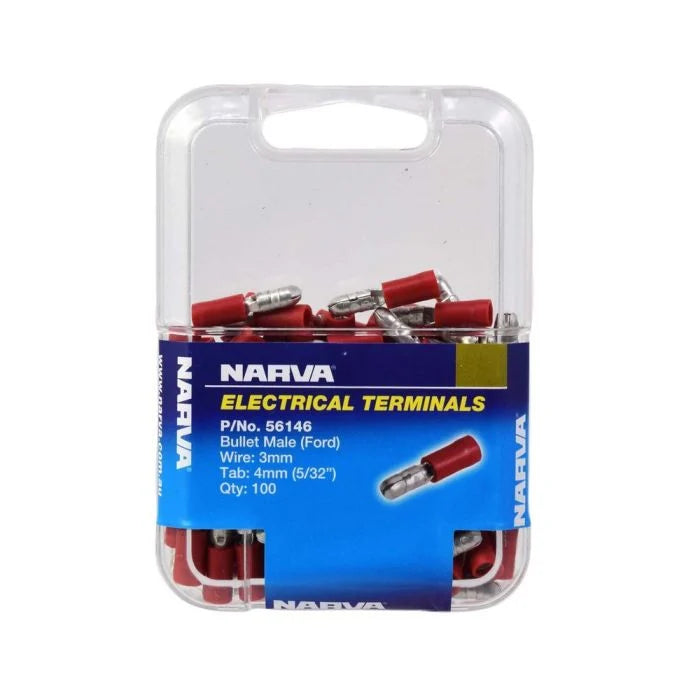 Narva 4.0MM Male Bullet Terminal Red (100 pack) | 56146 - Home of 12 Volt Online