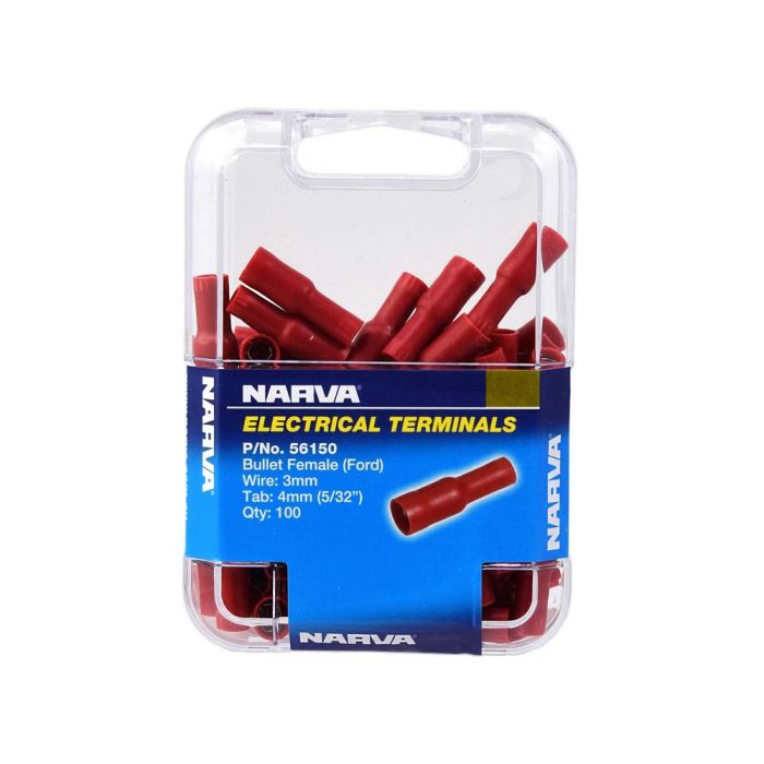 Narva 4.0MM Female Bullet Terminal Red (100 pack) | 56150 - Home of 12 Volt Online