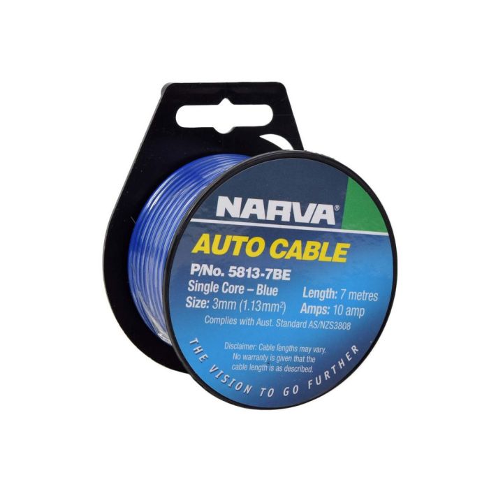 Narva 10A 3mm Blue Single Core Cable (7M) | 5813-7BE - Home of 12 Volt Online