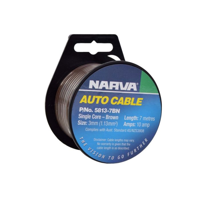 Narva 10A 3mm Brown Single Core Cable (7M) | 5813-7BN