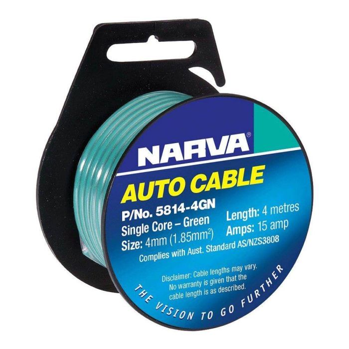 Narva Cable S/CORE 4MM 15A 4M Green | 5814-4GN - Home of 12 Volt Online