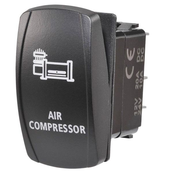 Narva 12/24V Off/On LED Illuminated Sealed Rocker Switch "Air Compressor" Symbol (Blue)