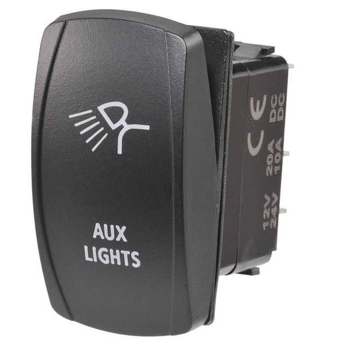 Narva 12/24V Off/On LED Illuminated Sealed Rocker Switch "Aux Lights" Symbol (Blue) | 63232BL - Home of 12 Volt Online