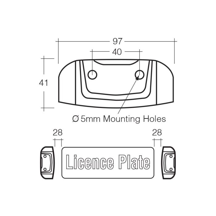 Narva 10-30V Model 8 LED License Plate Lamp Chrome/Black Housing and 0.5M Cable | 90862CBL - Home of 12 Volt Online