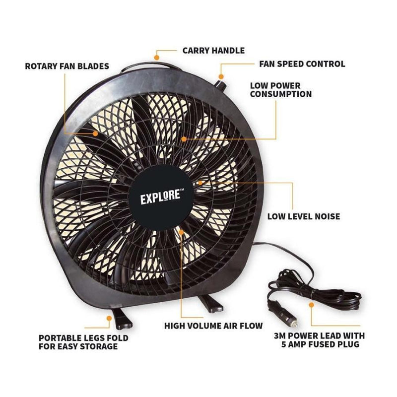 Explore Cool Breeze 12Volt Fan Black