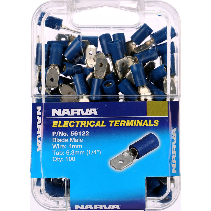 Narva 6.3 X 0.8MM Male Blade Terminal Blue (100 pack) | 56122 - Home of 12 Volt Online