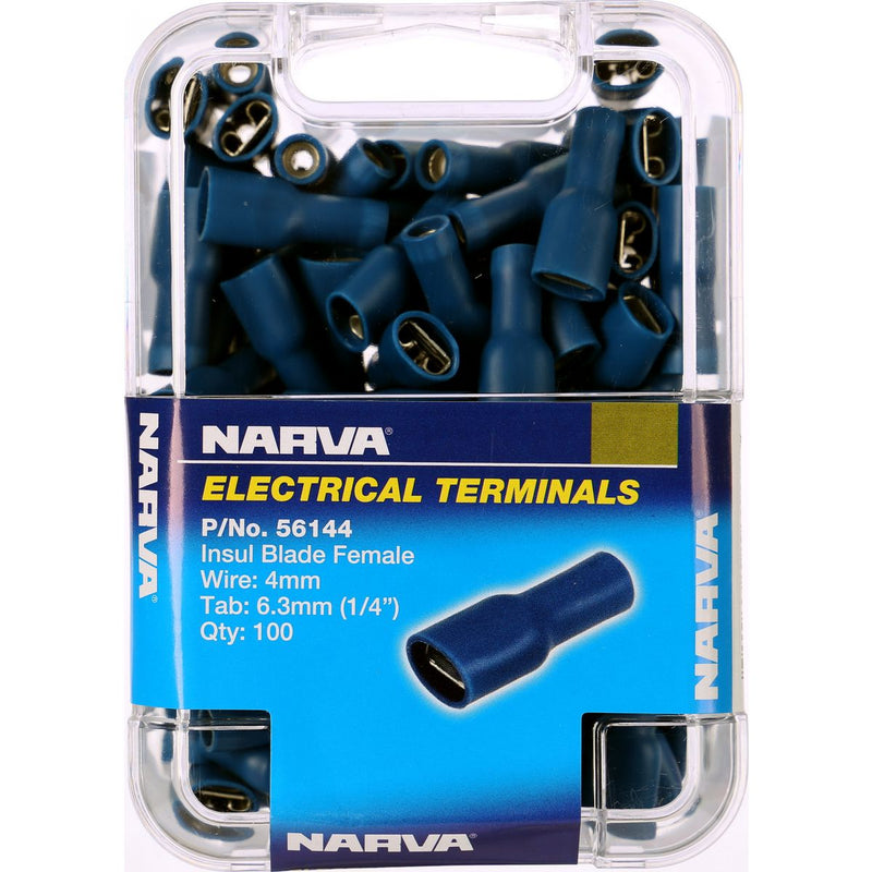 Narva 6.3 X 0.8MM Female Blade Terminal Blue (100 pack) | 56144 - Home of 12 Volt Online