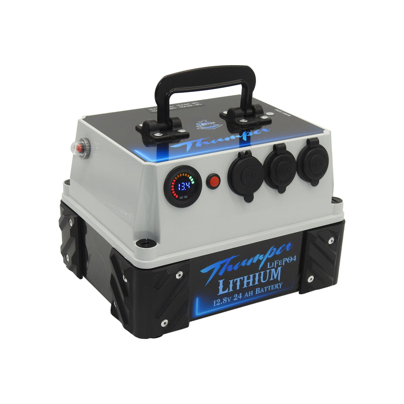 Thumper Lithium 24 AH Battery Pack 5A in line cigarette DC Battery Charger | BATL-24W