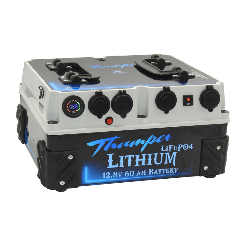 Thumper Lithium 60 AH Battery Pack 5A in line cigarette DC Battery Charger | BATL-60W