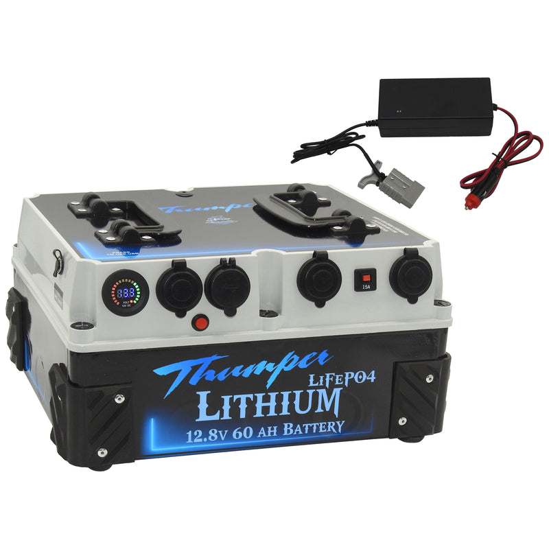 Thumper Lithium 60 AH Battery Pack 5A in line cigarette DC Battery Charger | BATL-60W