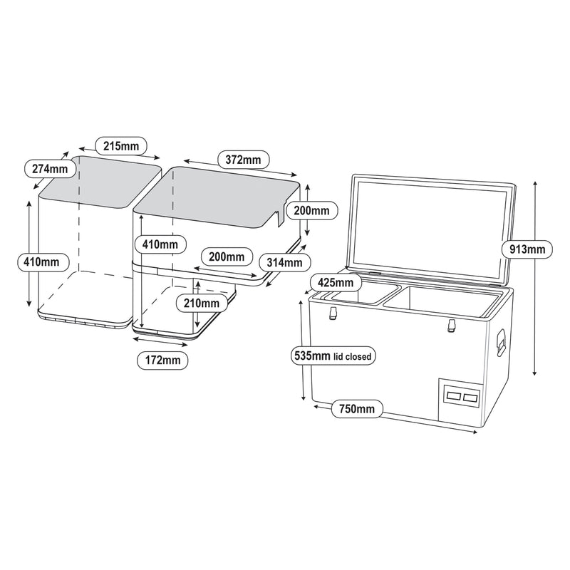 Fridge Package National Luna 60Lt with Thumper Battery Hub 100 AH IDC25L