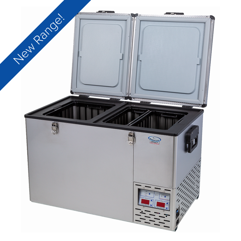 National Luna 72L Legacy Twin Bin, Double Door, Dual Control Stainless Steel Fridge Freezer with Anderson lead