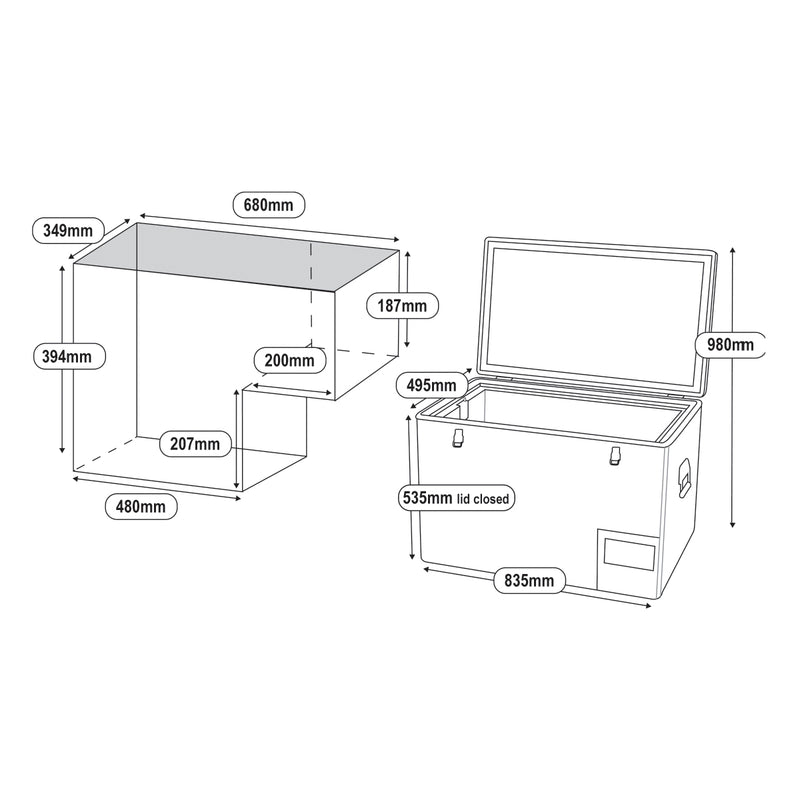 National Luna 80L Legacy Single Bin, Single Door Stainless Steel Fridge Freezer with Anderson lead