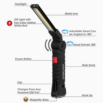 Rechargeable Work Light / Torch - Foldable & Multi-Functional Flashlight | LT-003 - Home of 12 Volt Online