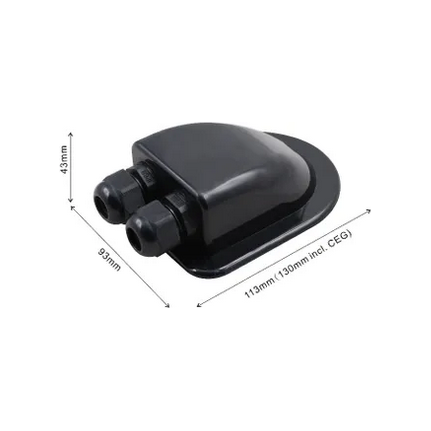 Solar Junction box / Cable entry Box ( 2x cable glands) BLACK |  SA-202B - Home of 12 Volt Online