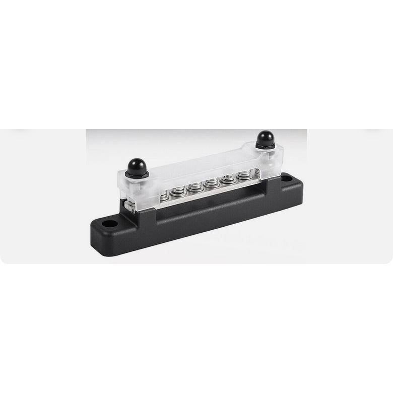 6 Screw Point Terminal Bus Bar M6 100Amp Black or Red - Home of 12 Volt Online