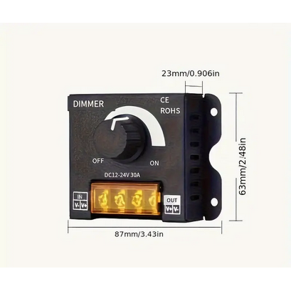 Analogue 30Amp Dimmer Switch 12-24Volt - Home of 12 Volt Online