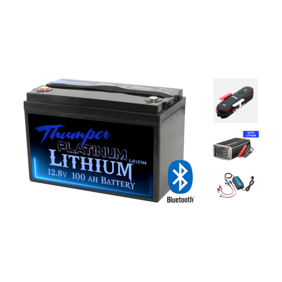 Deep Cycle Lithium 100AH Battery Plus 10 Amp 240 Volt Battery Charger Options