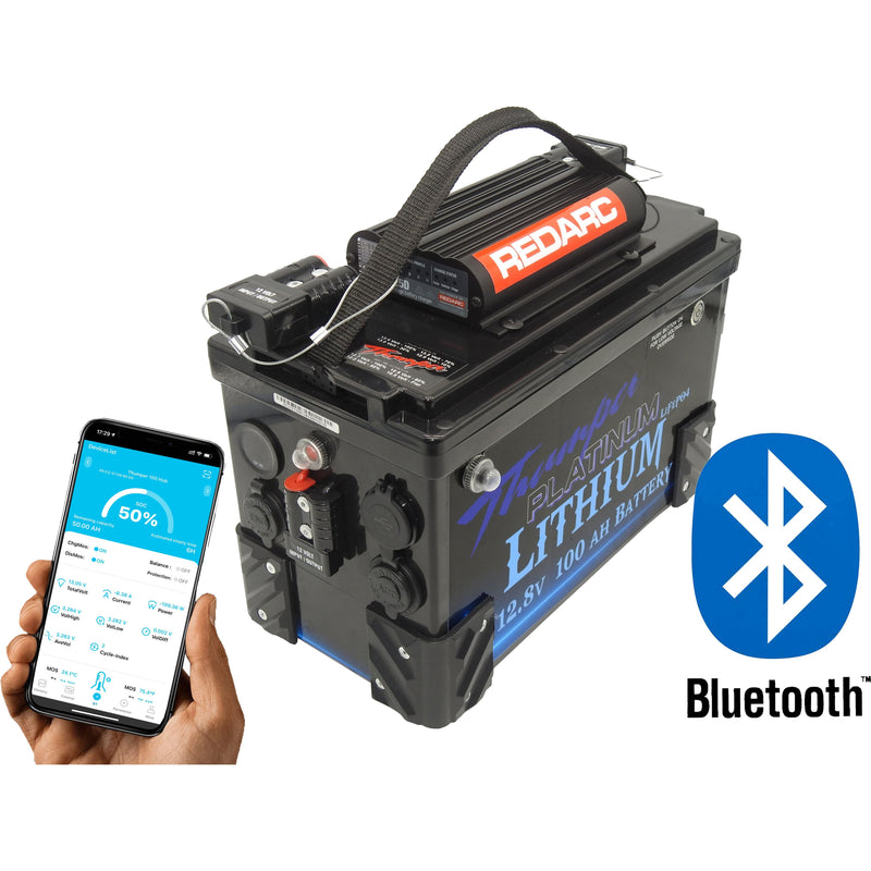 Thumper Lithium LiFePO4 Battery Hub 100 AH Redarc BCDC1225D Bluetooth