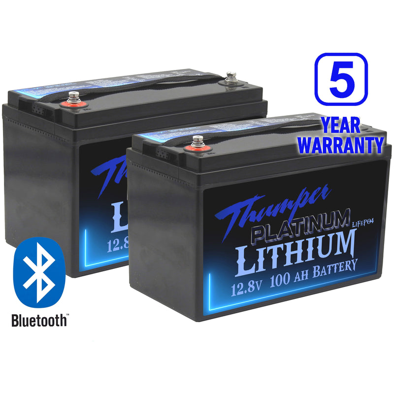TWIN PACK - Thumper Lithium 100 AH LiFePO4 Prismatic Battery 100 Amp BMS BLUETOOTH | TL-100BT  *5yr warranty - Easter special price - Home of 12 Volt Online