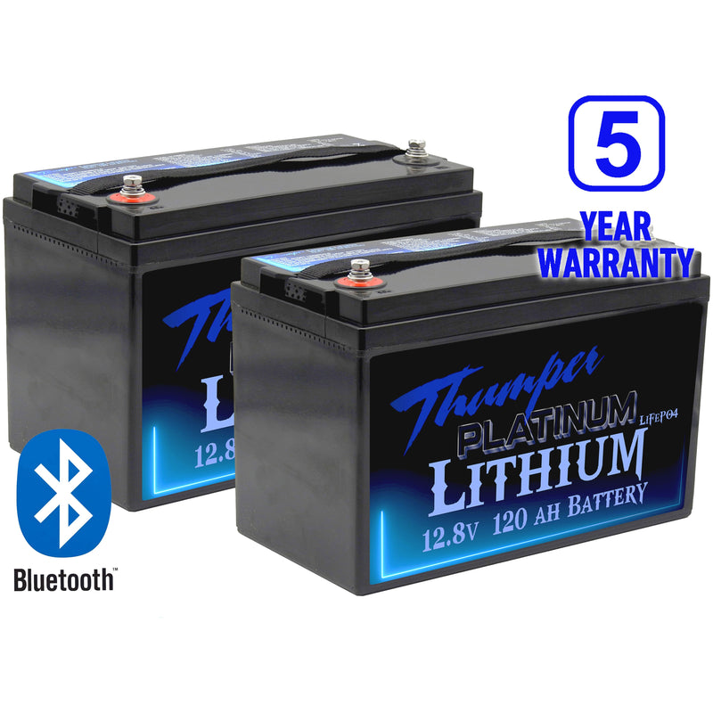 2 x Thumper Lithium Platinum 120 AH LiFePO4 Battery 100 Amp BMS BLUETOOTH | TL-120BT  5 year warranty - Home of 12 Volt Online