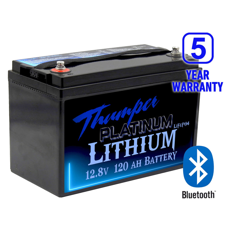 Thumper Lithium Platinum 120 AH LiFePO4 Prismatic Battery 100 Amp BMS BLUETOOTH | TL-120BT  5 year warranty - Home of 12 Volt Online