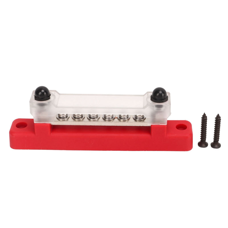 6 Screw Point Terminal Bus Bar M6 100Amp Black or Red - Home of 12 Volt Online