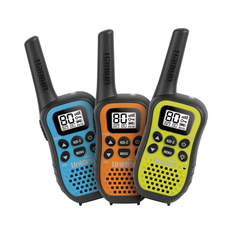 Uniden 80 Channel UHF CB Handheld Radio (Walkie-Talkie) with Kid Zone Triple Colour Pack | - Home of 12 Volt Online