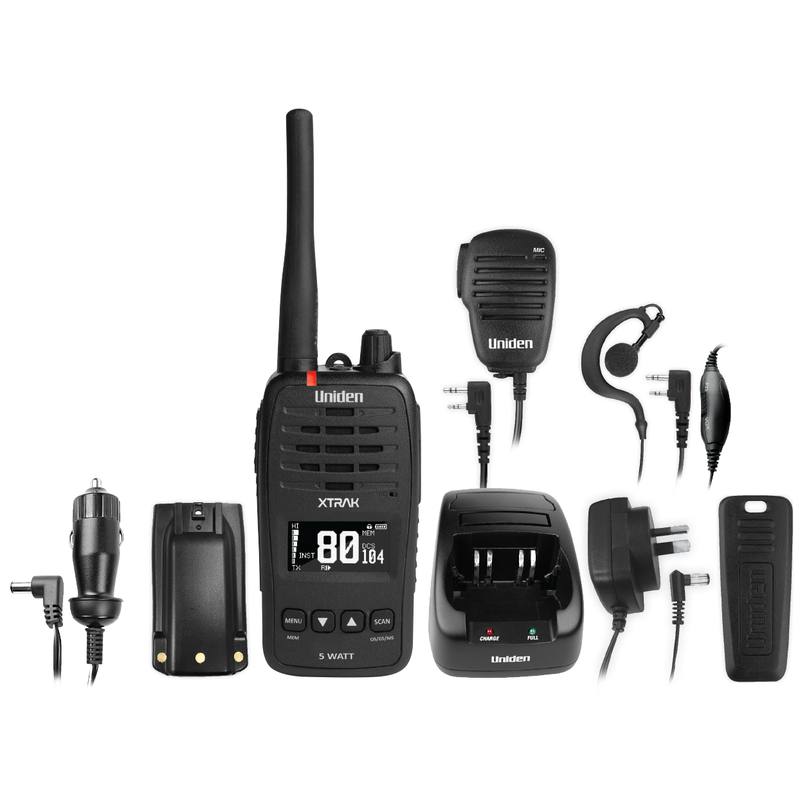 Uniden 5 Watt Waterproof Smart UHF Handheld Radio with Instant Replay Function - Home of 12 Volt Online