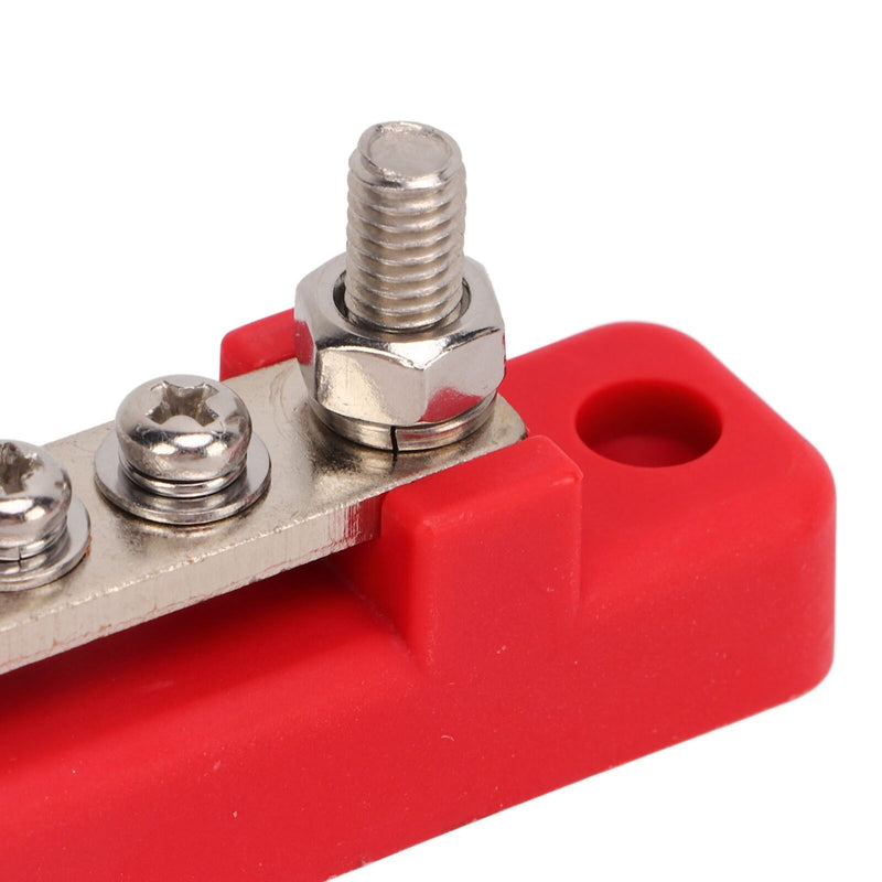 6 Screw Point Terminal Bus Bar M6 100Amp Black or Red - Home of 12 Volt Online