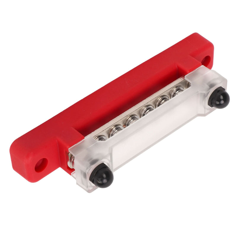 6 Screw Point Terminal Bus Bar M6 100Amp Black or Red - Home of 12 Volt Online