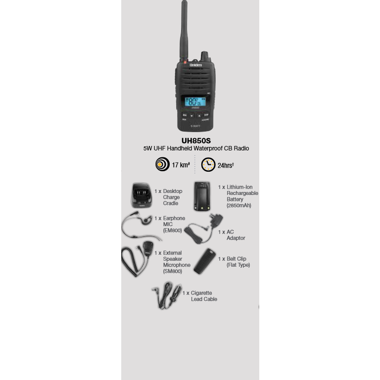 Uniden Watt UHF Waterproof CB Handheld UH850S Home of 12 Volt Online
